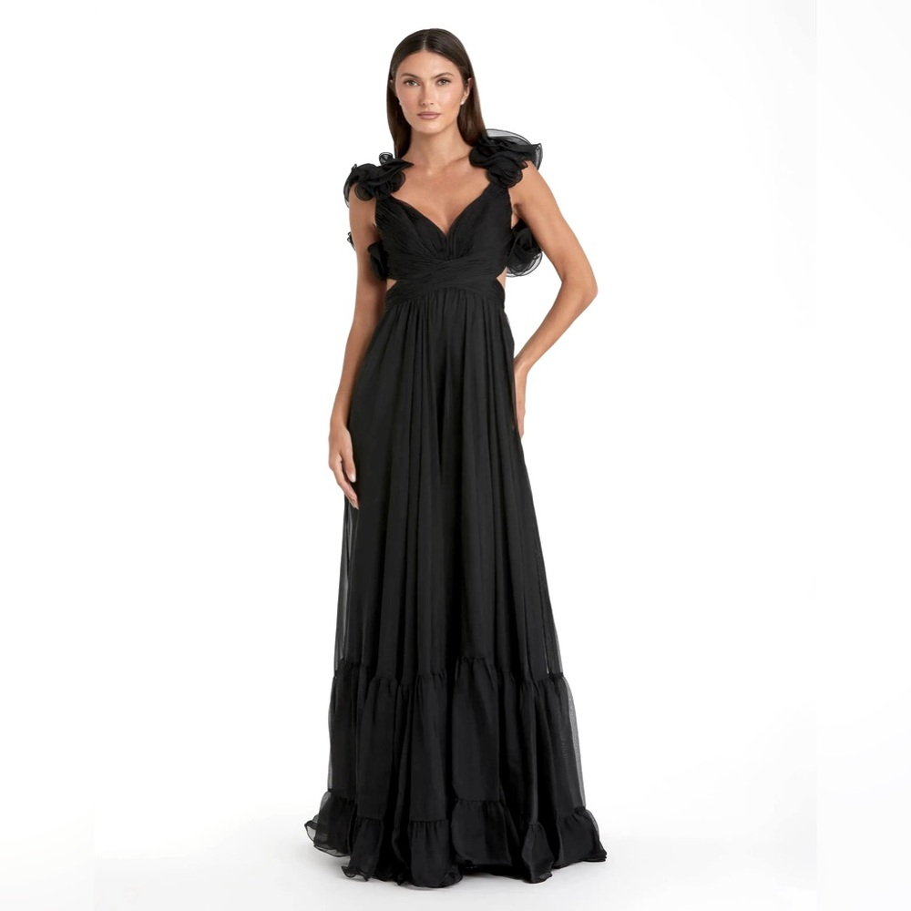 Mac Duggal Black Tiered Black Tie Gown